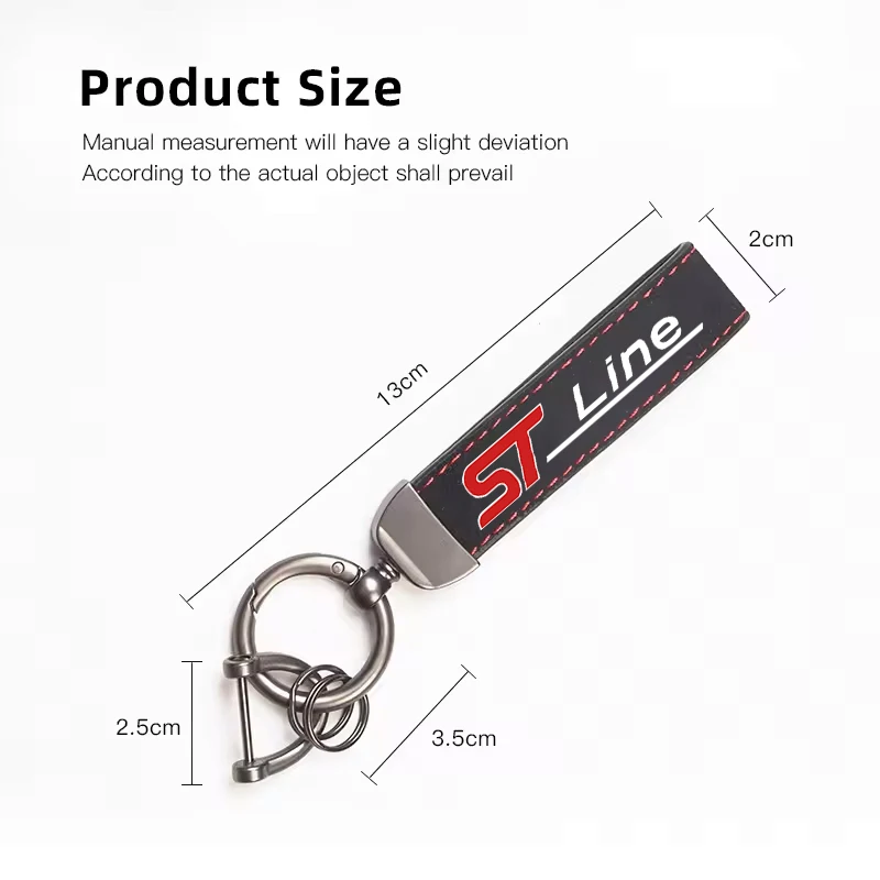 Car Logo Keychain Suede Keyring Pendant Leather Key Chain For Ford ST Line Ranger Focus MK2 MK3 Mustang Fiesta MAX Mondeo Transi