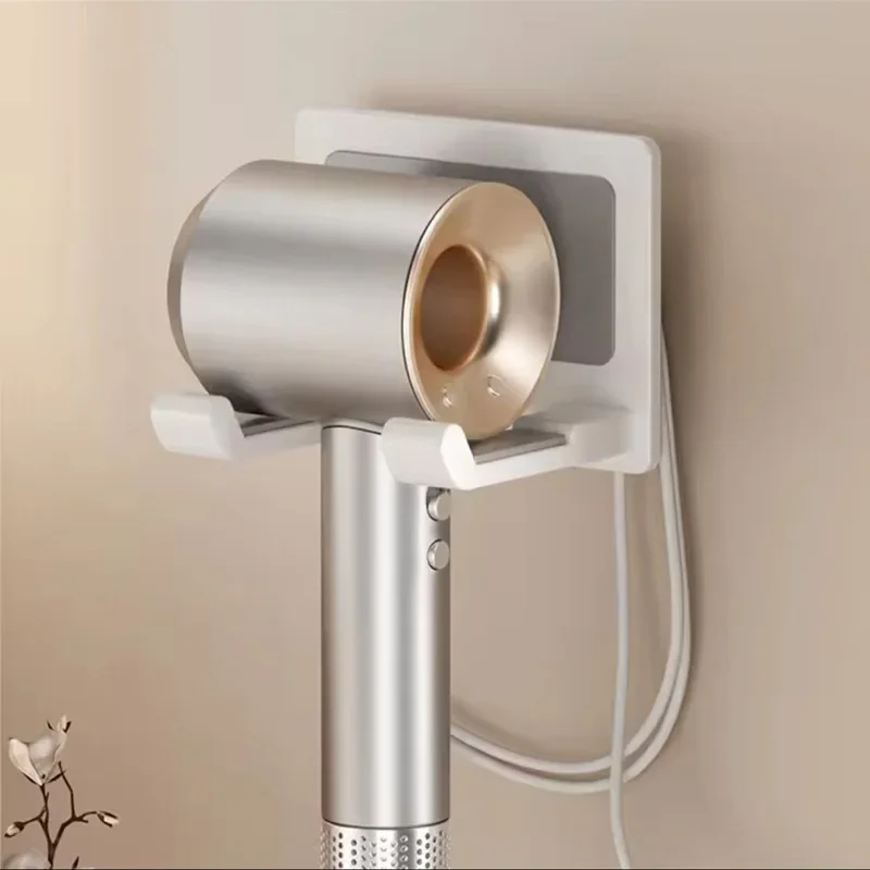 

Aluminum Hair Dryer Holder Wall Mounted Self Adhesive No Drill Hairdryer Rack for Punch Free Bathroom Organizer Kawaii shelves