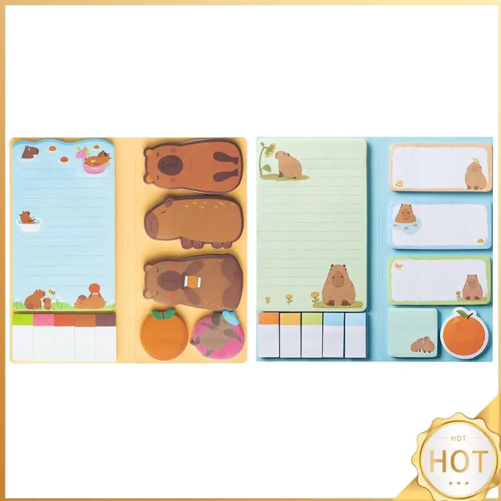 

Capybara Sticky Notes Set Reusable Cute Notes Combination Wear Resist Self-Stick Notes Pads for School Office Supplies