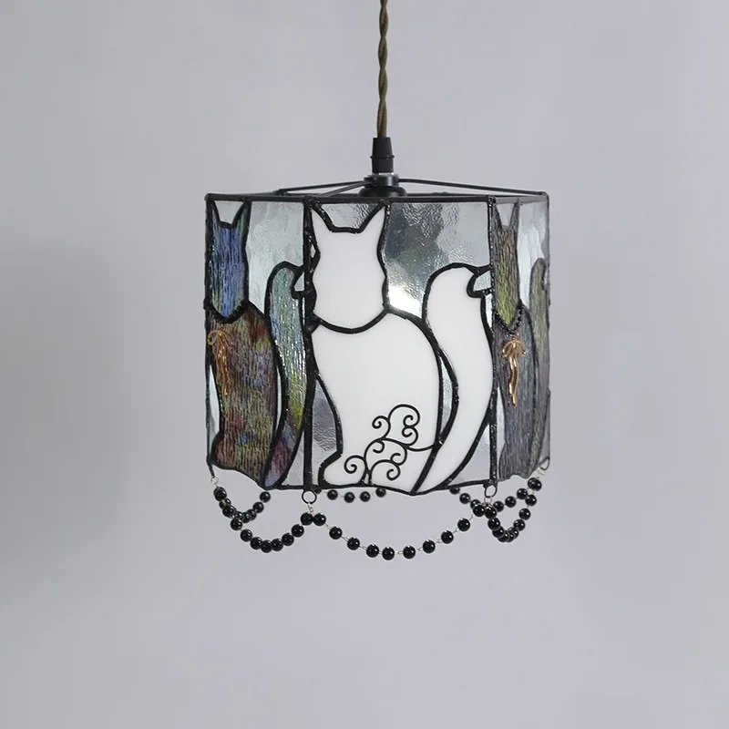 American vintage pendant lamp: Gothic glass fixture for dining room, bedside bedroom, bar, counter, entryway, corridor,