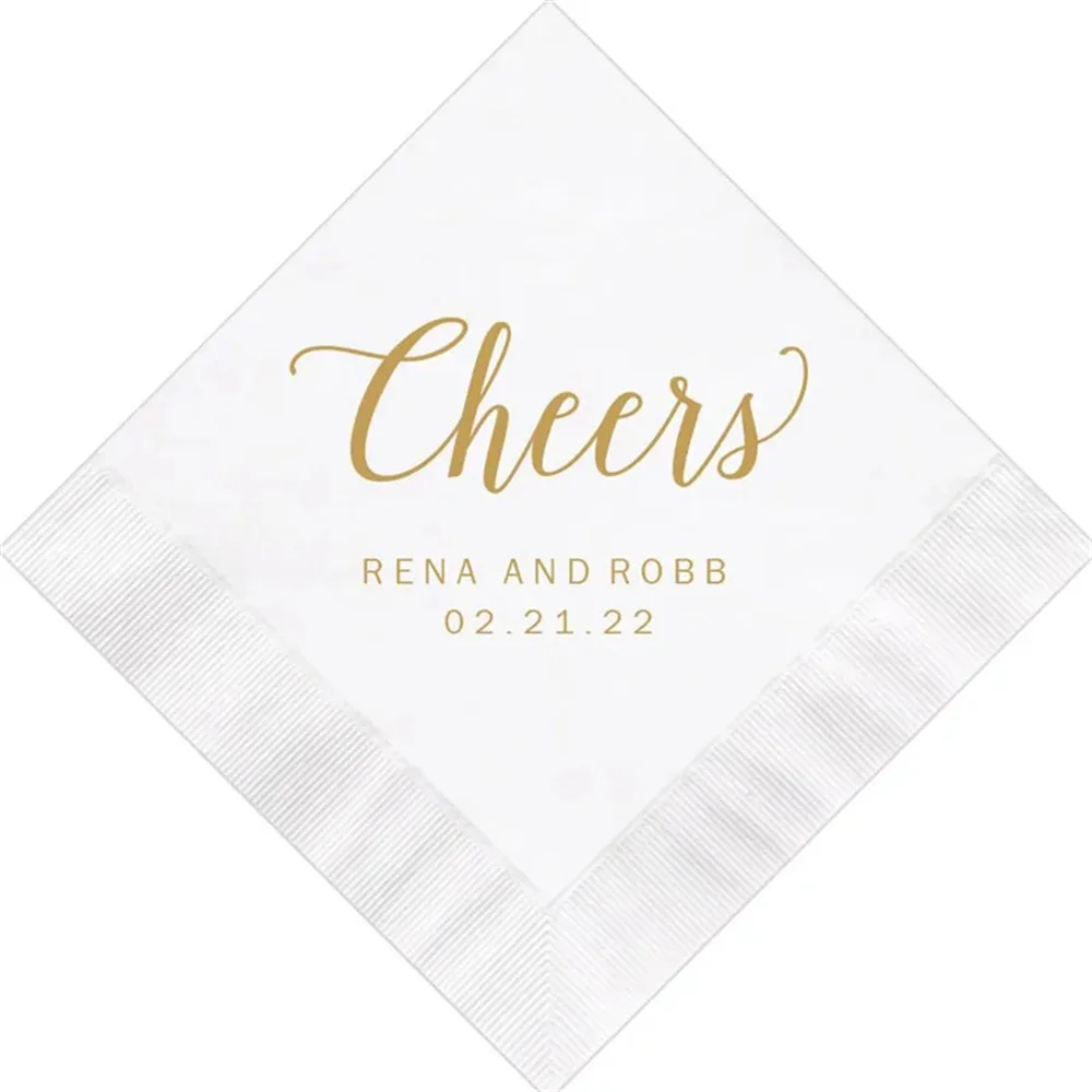 

Wedding Napkins Custom Monogram Cheers Rehearsal Dinner Beverage Cocktail Luncheon Dinner Guest Towels Logo Bachelorette party