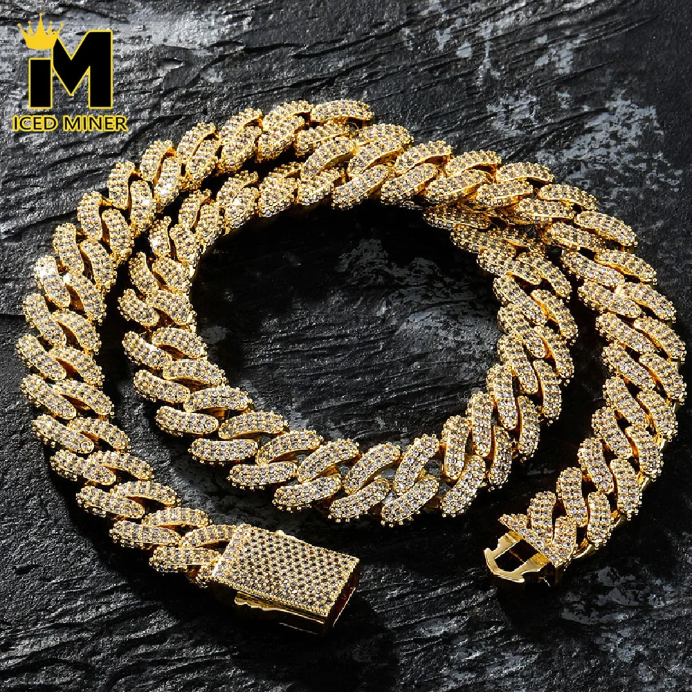 13mm Icedminer Bubble Cuban Chain Iced Out Link Chain Necklaces for Men Women Brass Bling Zircon Hip Hop Jewelry Free Shipping