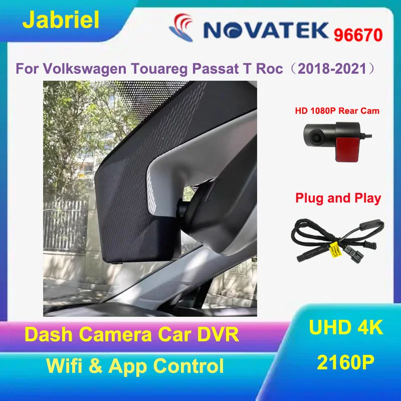 4K Dash Cam Car DVR Camera 2160P Wifi Driving Recorder For VW Touareg Passat T Roc For Volkswagen Touareg Passat T Roc 2018-2021