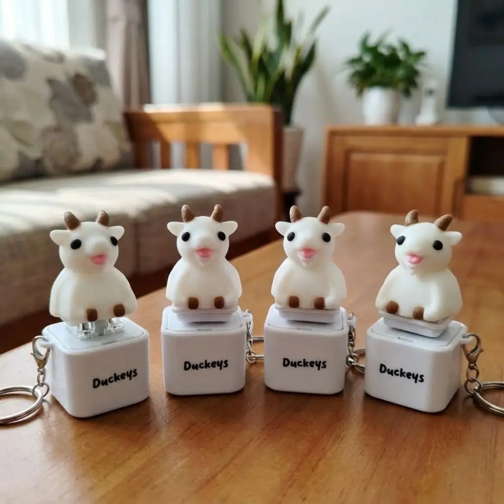 Rechargeable Animal Sound Light Fidget Keychain Glowing Simulation 3D Dogs Sheep Fidget Cartoon Novelty Fidget Button Key Chain