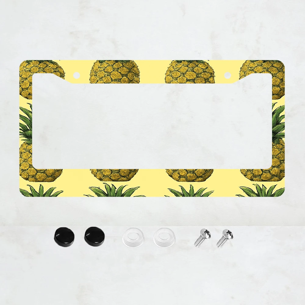 

1 шт. рамка для номерного знака с 2 отверстиями, желтая, с дизайном в виде ананаса, алюминиевая, 6x12 дюймов, с винтами, стандартный размер для США, Канады, Мексики.