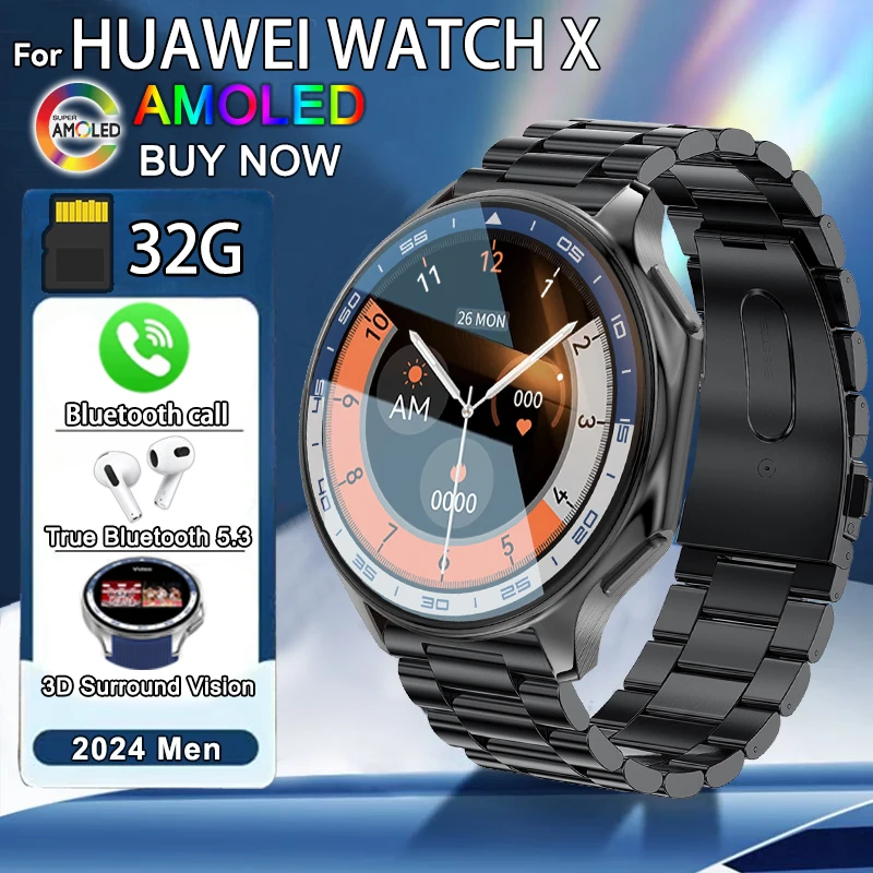 

Новинка 2024 года для OPPO IOS Watch X высококачественные деловые часы 32G Большой альбом памяти смарт-часы мужские спортивные фитнес водонепроницаемый браслет