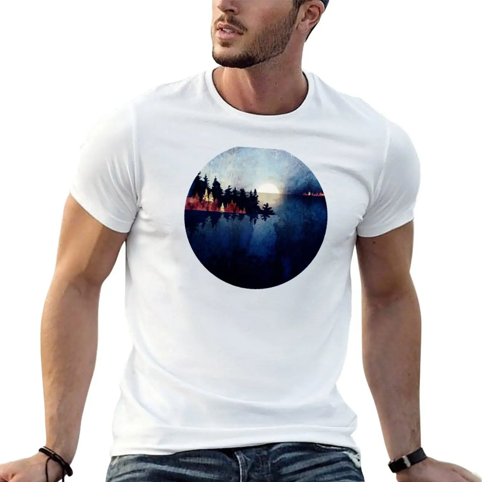 

Autumn Moon Reflection T-Shirt t shirts for man slim fit man t shirt heavy cotton T-Shirt