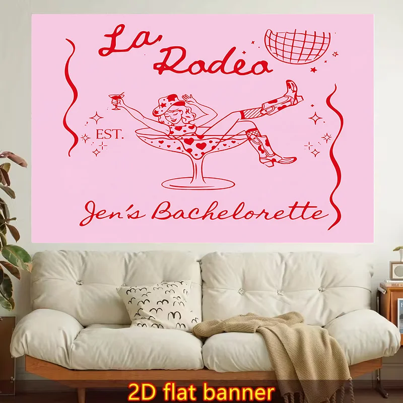 1pc 2D Flat Printed Wall Tapestry | La Rodea, Bachelorette Party, Pinup Style, Colorful Aesthetics, Suitable For Living Room, Bedroom, Office