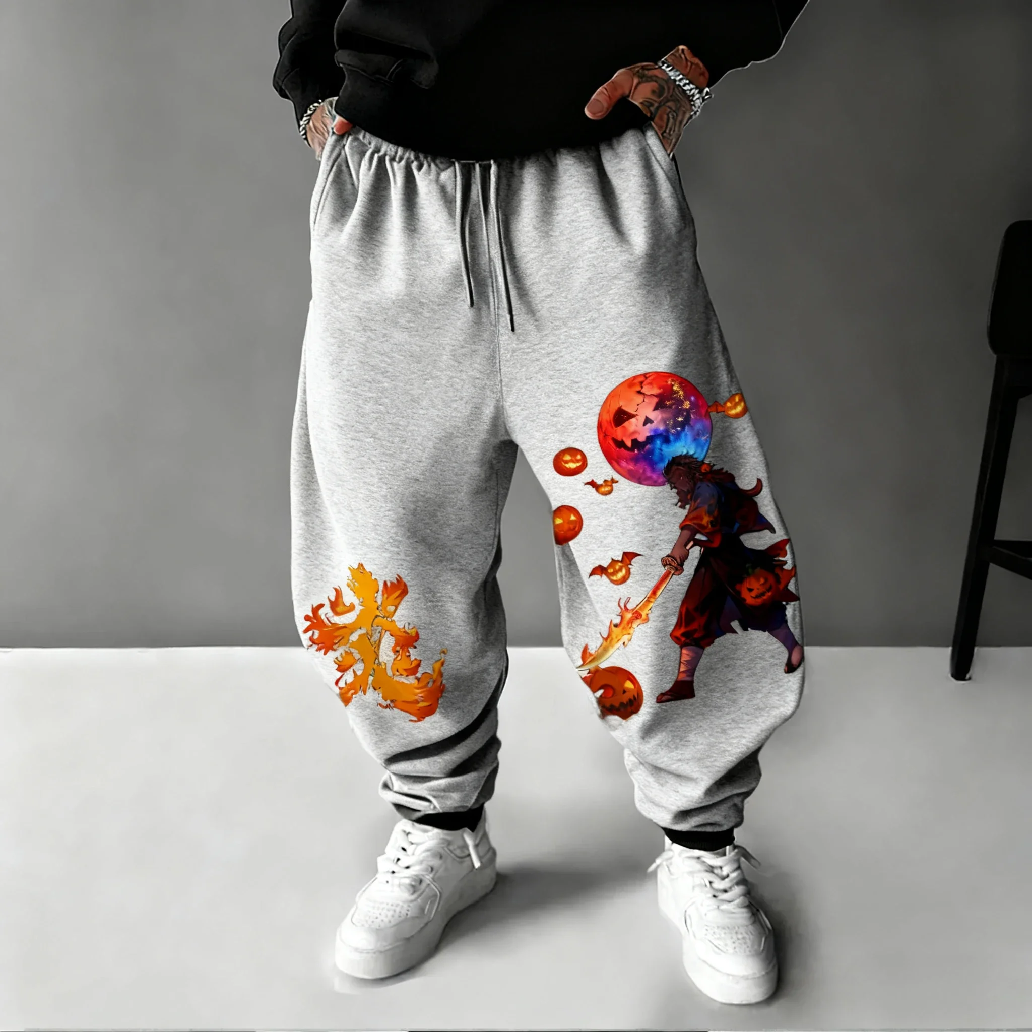 鬼滅の刃 ハロウィン メンズ スウェットパンツ 秋冬コレクション 煉獄杏寿郎 アニメプリント スポーツカジュアル スポーツパンツ