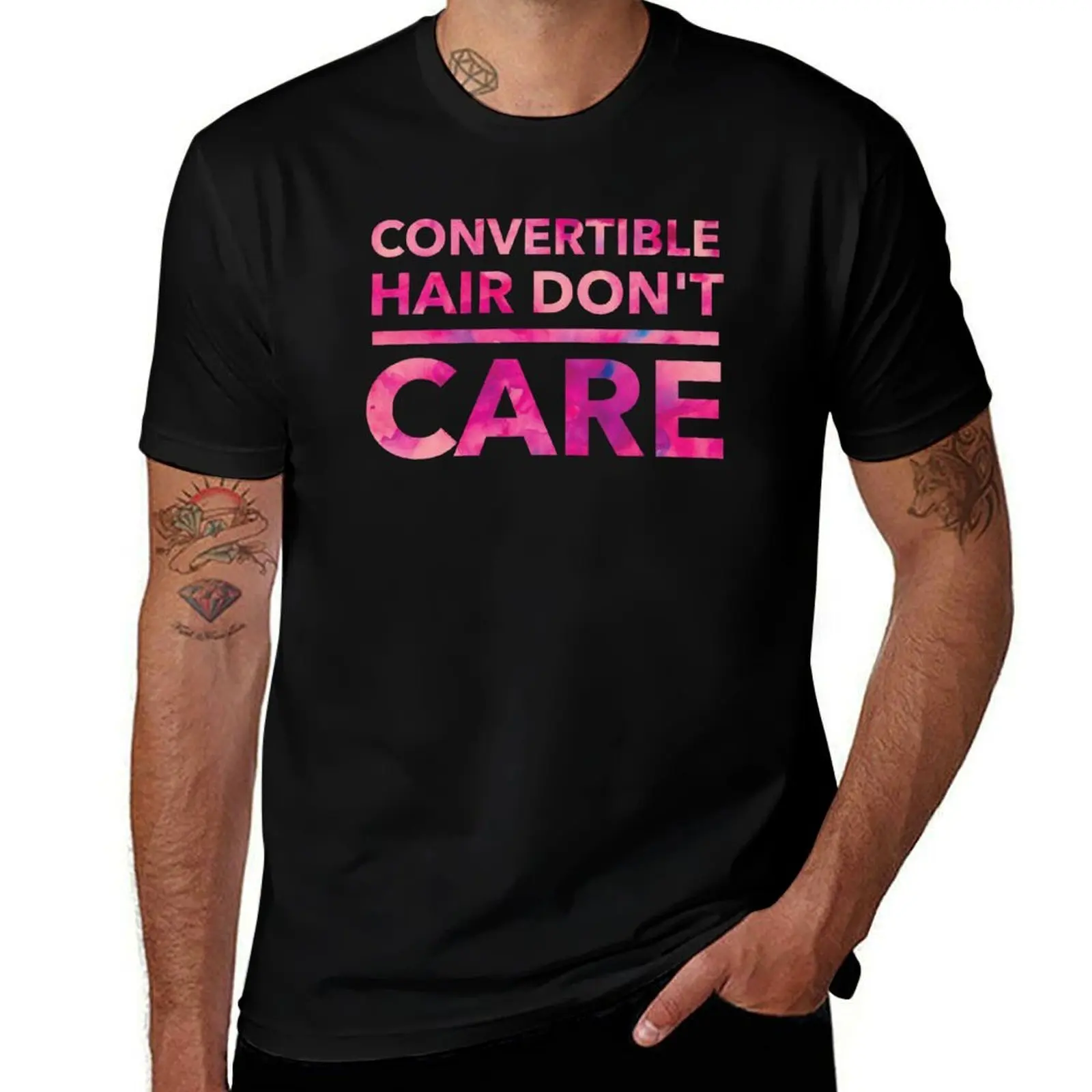 Convertible Hair Don't Care T-Shirt Heavy Duty Casual Work Tee T-Shirt