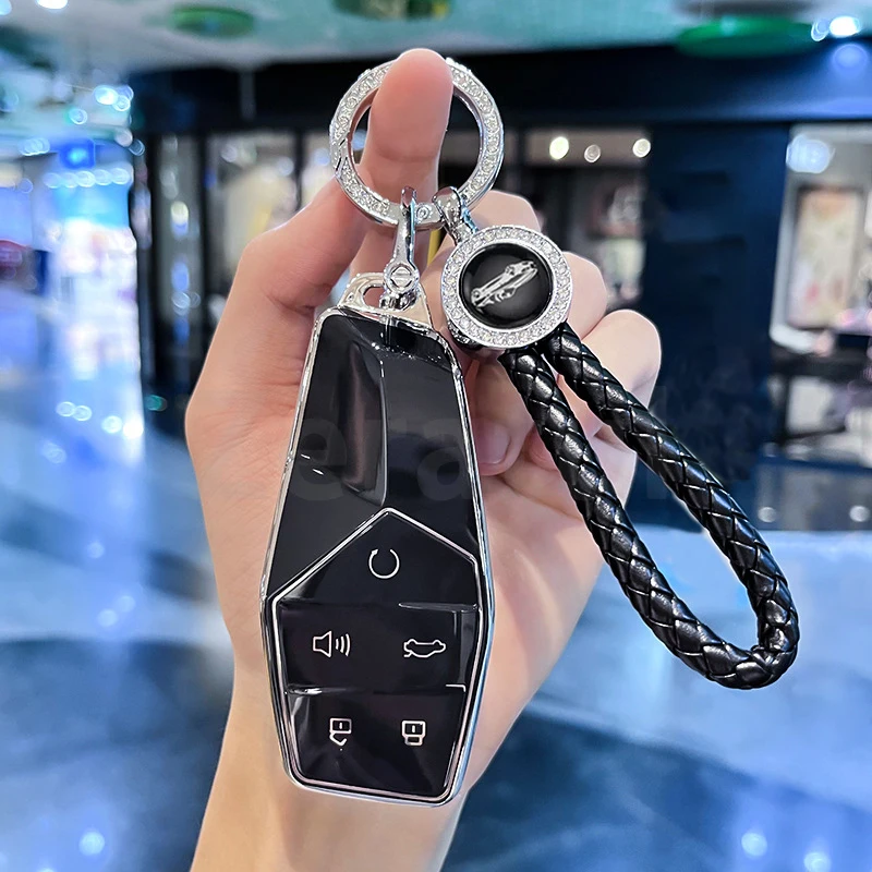 For MG One 2022 2023 2024 Silver Edge TPU Car Key Case Remote Protection Cover Bag Shell Fob Keychain Holder Accessories