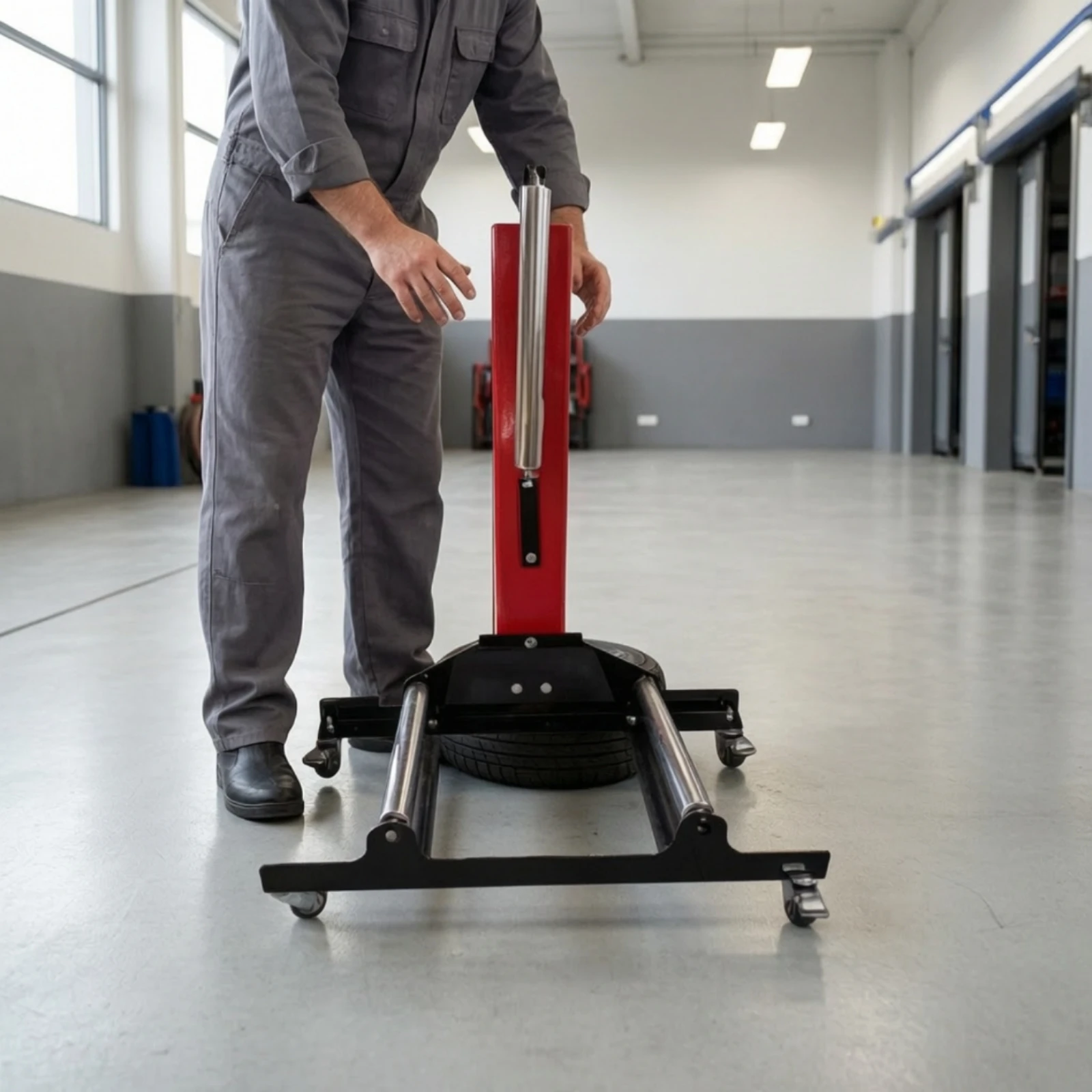 Wheel Cleaning Stand with Rollers Comfortable Working Height Wheel Detailing Stand with Rollers Long-Lasting Metal for Detailers