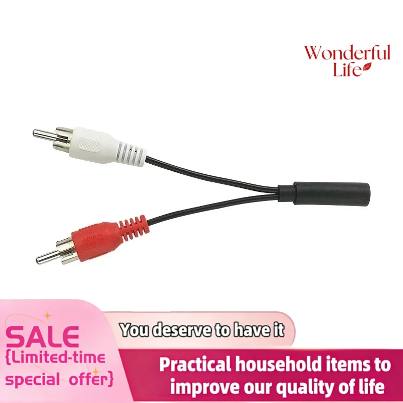 1/2Pcs Jack Plug To 2RCA 3 RCA male female Adapter  3RCA Audio video AV Cable Wire Cord 3.5mm Audio Aux Socket pole  male female