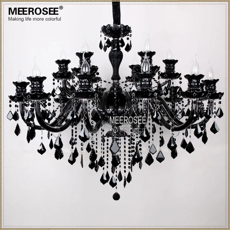 Gorgeous Large Black Chandelier Crystal Lighting Premium Quality Glass Arms Pendant Lustres Hanging Lamp for Hotel Living Room