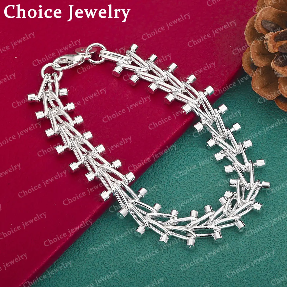 925 Sterling Silber Hantelketten-Armband für Damen und Herren, Modeschmuck, Charm, Anmut, Party, Geburtstagsgeschenke