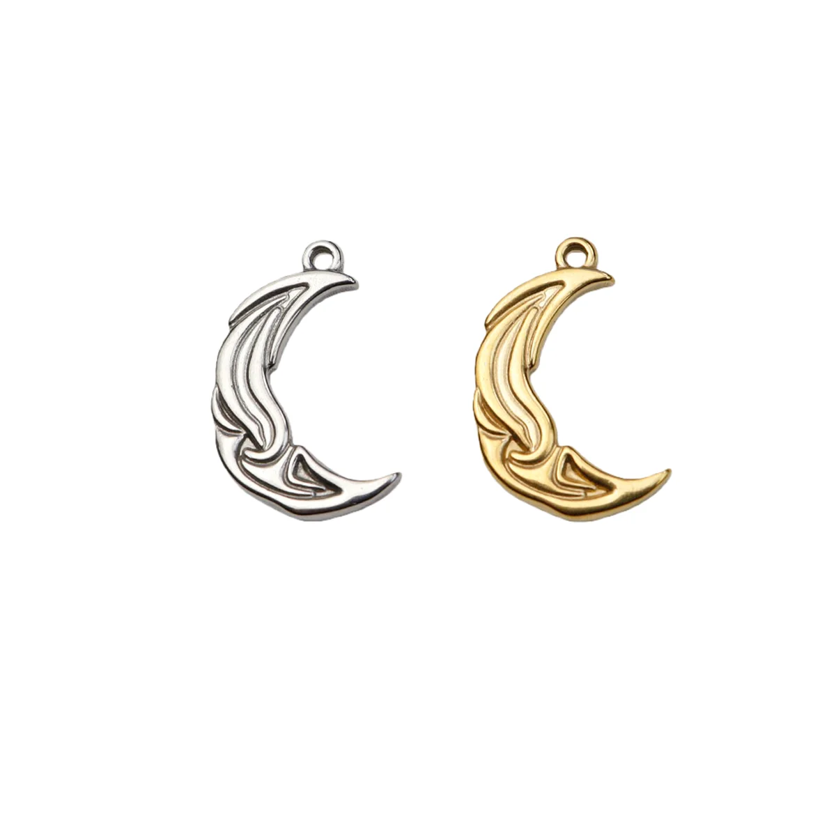 5pcs Casting Stainless Steel Pretty Moon Charms Pendant DIY Necklace Earrings Bracelets Jewelry Charm PVD Plate Water Proof