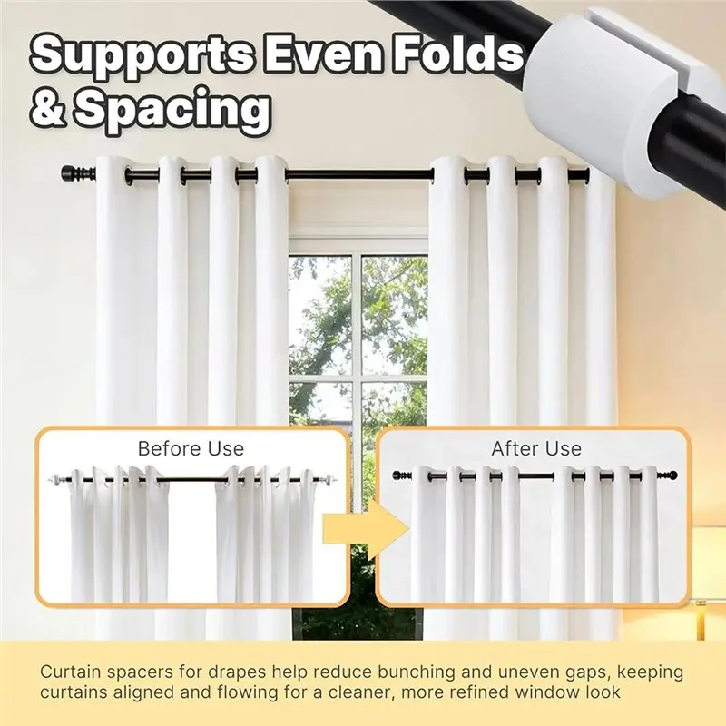AB33-14 Pack EVA Foam Curtain Spacers - 85 Mm White Curtain Shaper For Drapes, Fits Up To 1.57″ Rod Diameter