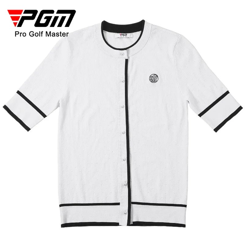 PGM Golf Clothing Summer Women's Breathable Short Sleeve Small Fragrant Knitted Top YF917