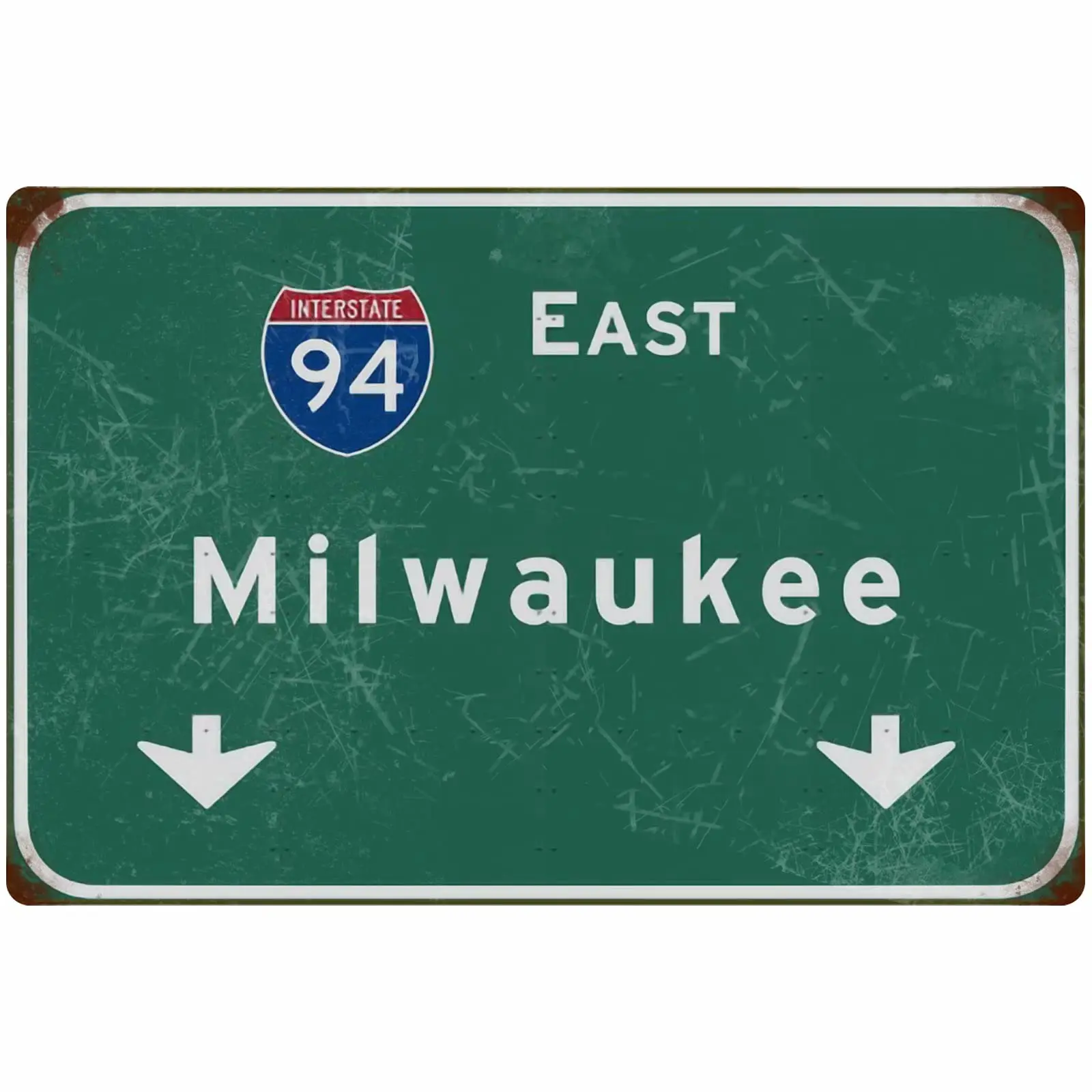 Bakaevsm Tin Sign Vintage East Interstate 94 Sign Metal Painting Bar Club Restaurant Cafe Wall Decoration 18x12 Inches