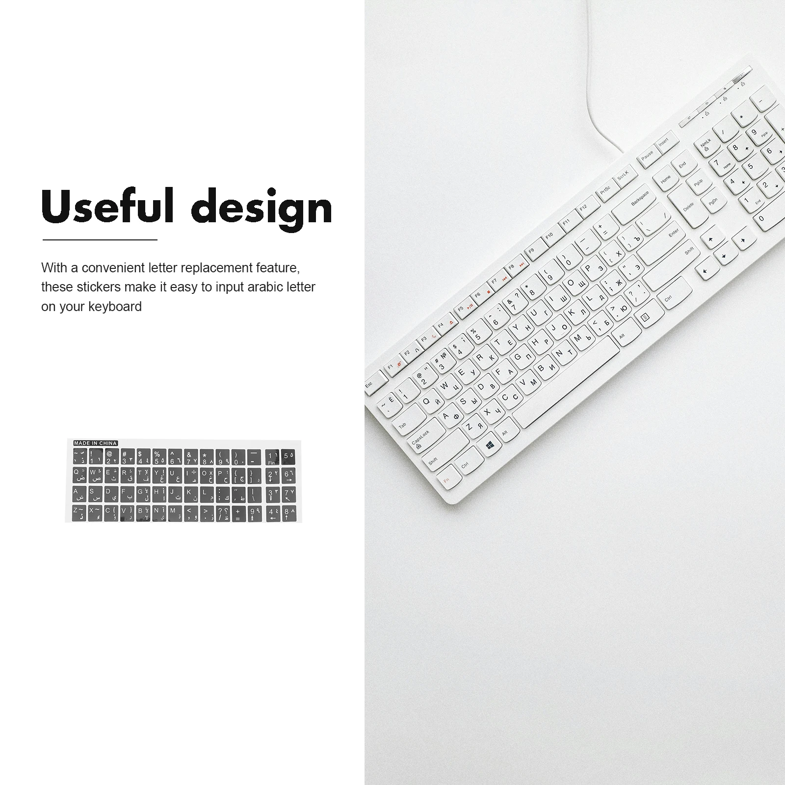 

10 Sheets Universal Arabic Keyboard Stickers Replacement Letter Decals for Desktop Laptop Enhanced Typing Accuracy Nonslip