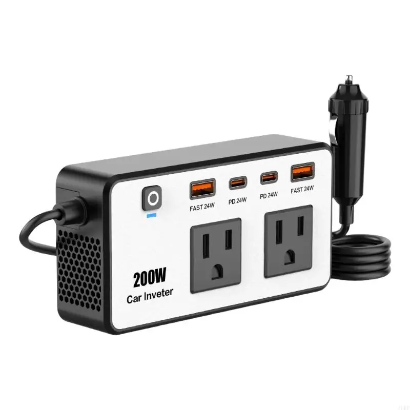 

J6BF Power Inverter DC12V to AC110V Adapter Double USB Ports for Road Trips Camping