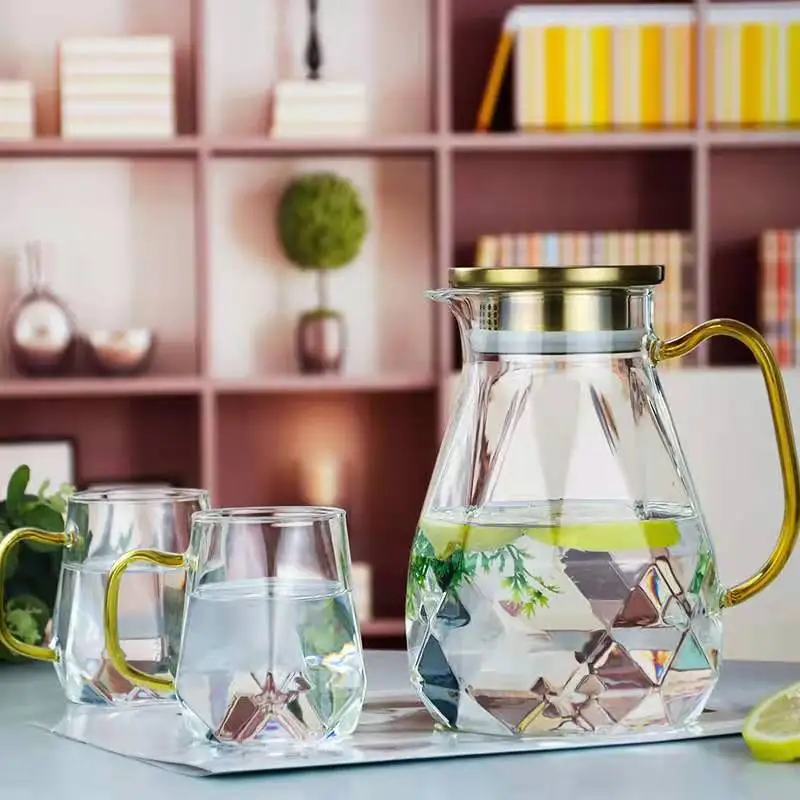 1.8l Large-capacity Clear Glass Water Pitcher with Handle Heat Resisttant Cold Hot Kettle Tea Pot Water Bottle Juice Jug