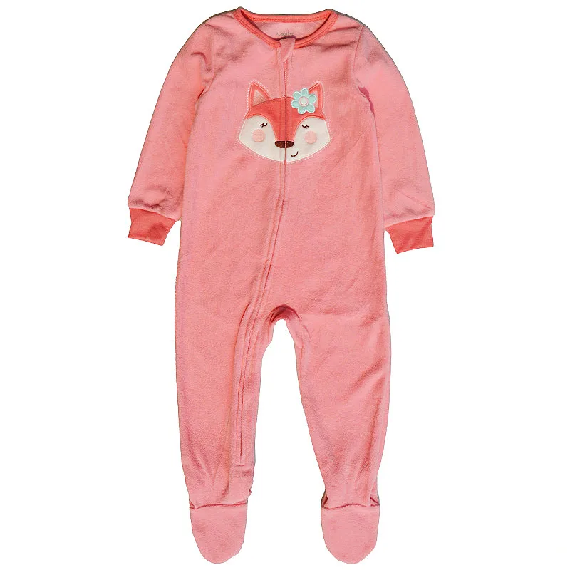 Autumn and winter children\'s one-piece polar fleece footed one-piece suit boys and girls pajamas baby romper plus romper home cl