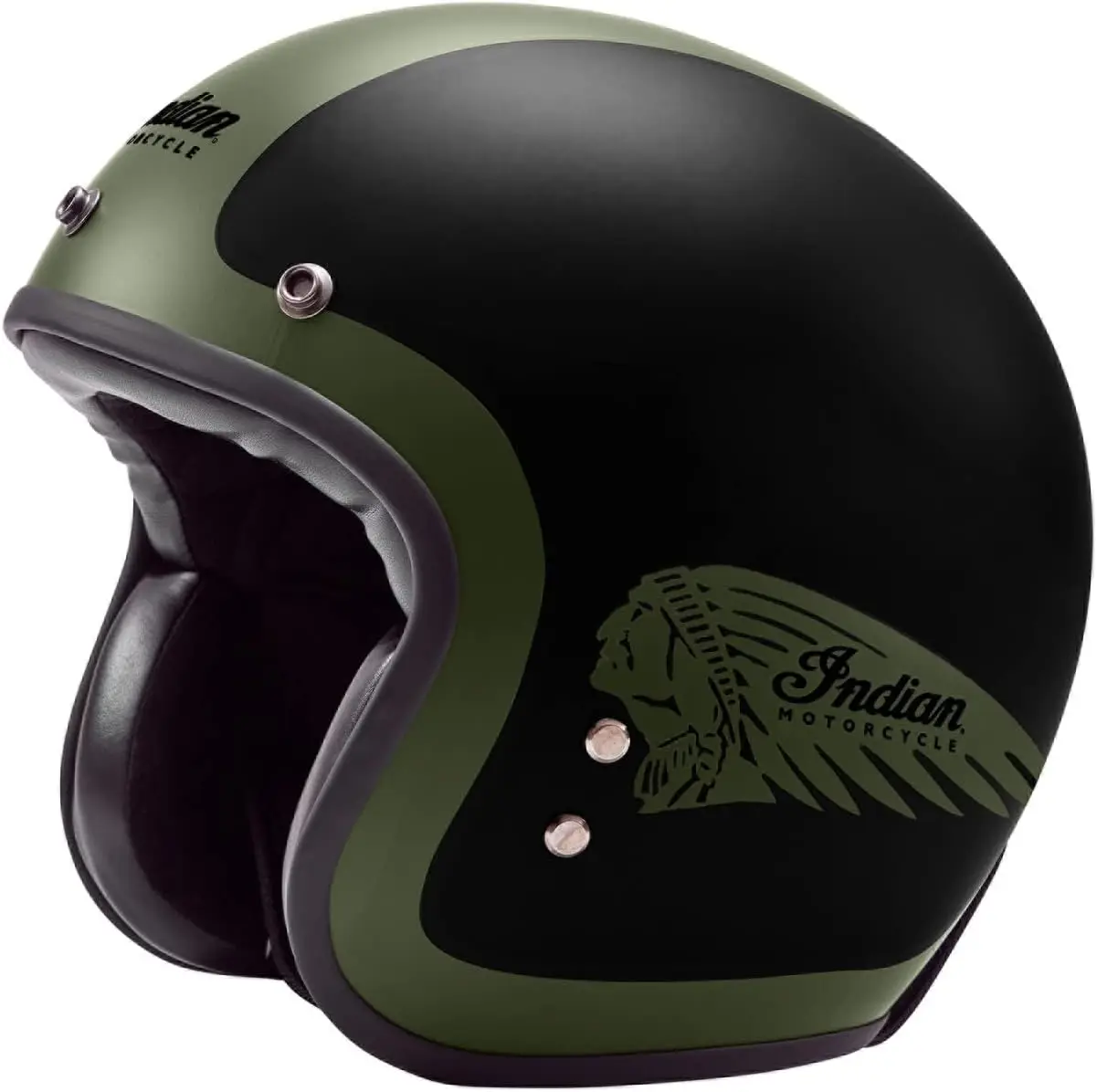 

Open Face Helmet, Matte Black/Green
