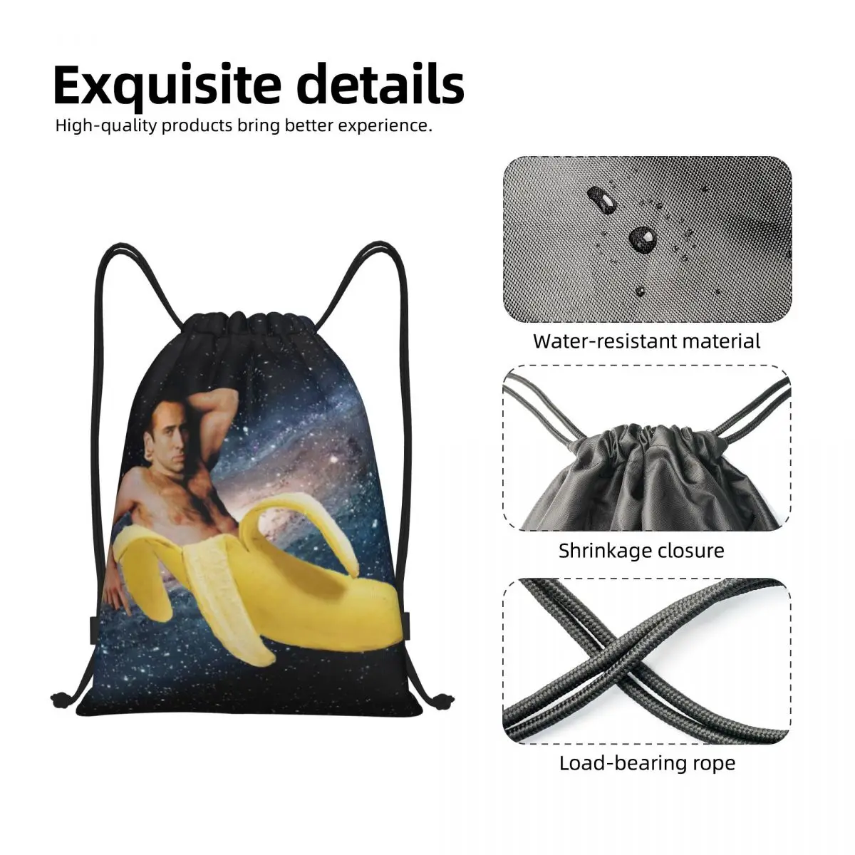 Custom Nicolas Cage In A Banana Drawstring Bags for Shopping Yoga Backpacks Women Men Space Sports Gym Sackpack