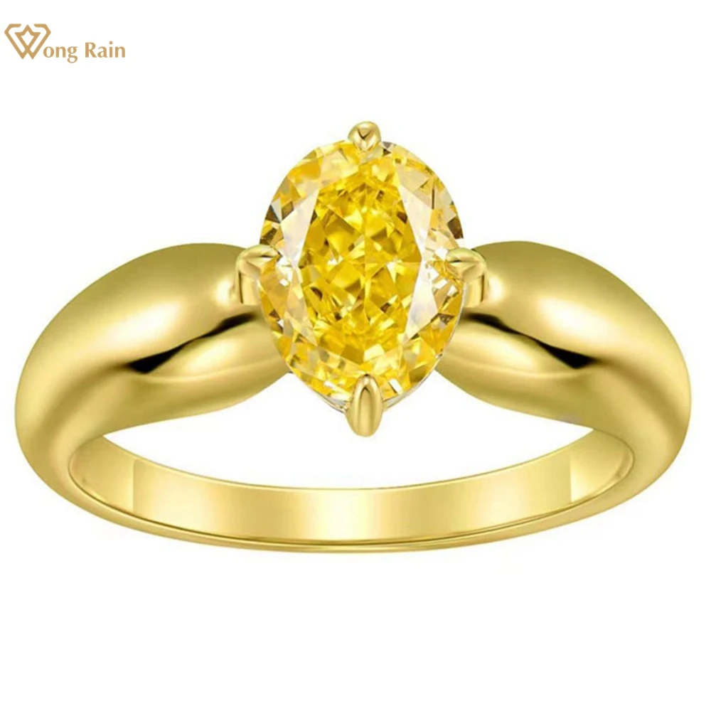 

Wong Rain 18K Gold Plated 925 Sterling Silver Sparkling Oval Citrine Gemstone Ring For Women Wedding Party Jewelry Wholesale