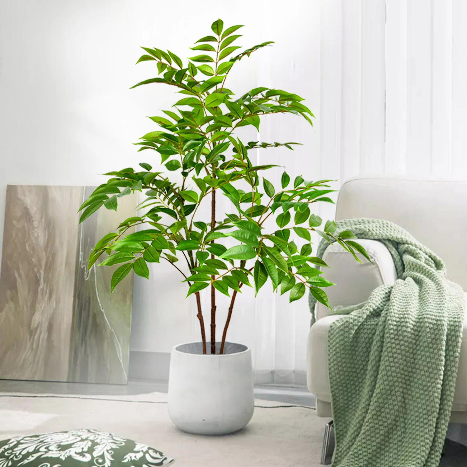 77–135 cm (53,1 Zoll) künstliche Geigenblätter, Ficus-Feigenpflanze für den Außenbereich, Hof, Garten, Balkon, Innenbereich, Heim- und Bürodekoration – Detail 23