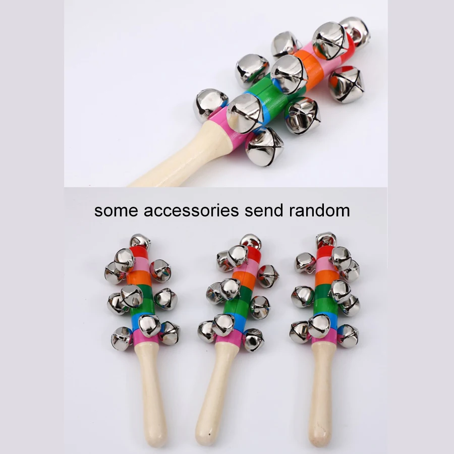 1pcs Colorful Rainbow Hand Held Bell Stick Wooden Discussion Musical Toy for Adult KTV Party Kids Game Gift