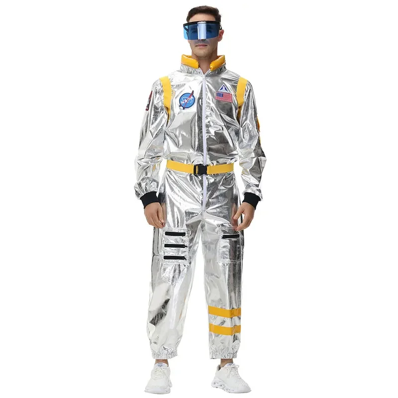

A 2025 Astronaut Adult Silver Spaceman Women Party Dress up Costume Couples Space Suit Robo New xjr89