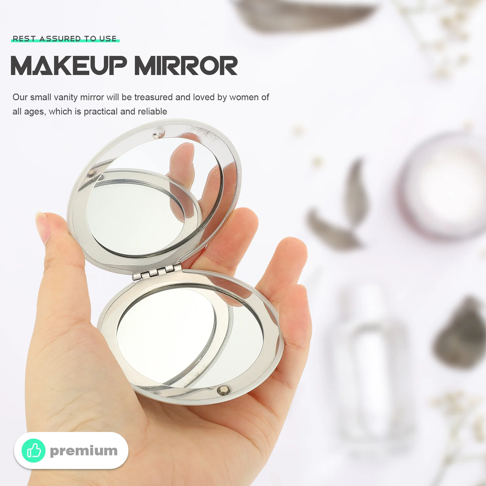 2Pcs Pocket Size Makeup Mirror Durable and Practical for All Ages Females with Fine Workmanship Compact Mirror