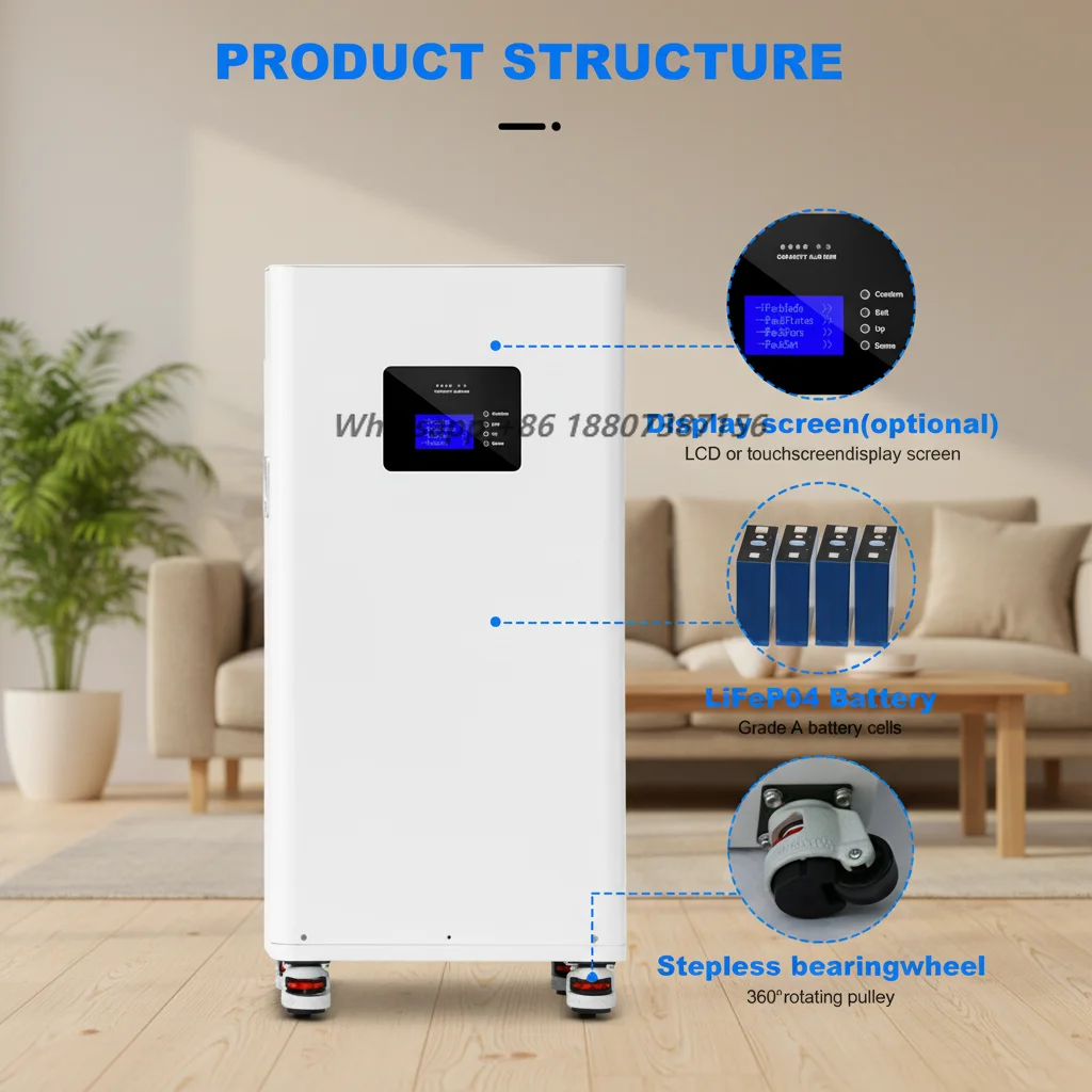 Stackable Split LiFePO4 Battery-Inverter All-in-One 10-20kWh Modular 5-10kW Pure Sine 6000 Cycles Hybrid Input RS485/WiFi IP65