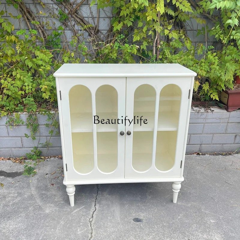 

yj5 Cream French wine cabinet Small apartment against the wall Living room Changhong light luxury sundries Simple low cabinet