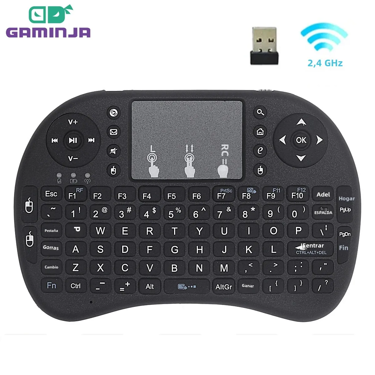 GAMINJA I8 Mini teclado de mano Control remoto 2,4G Air Mouse teclado inalámbrico con panel táctil para Android TV Box PC Smart TV