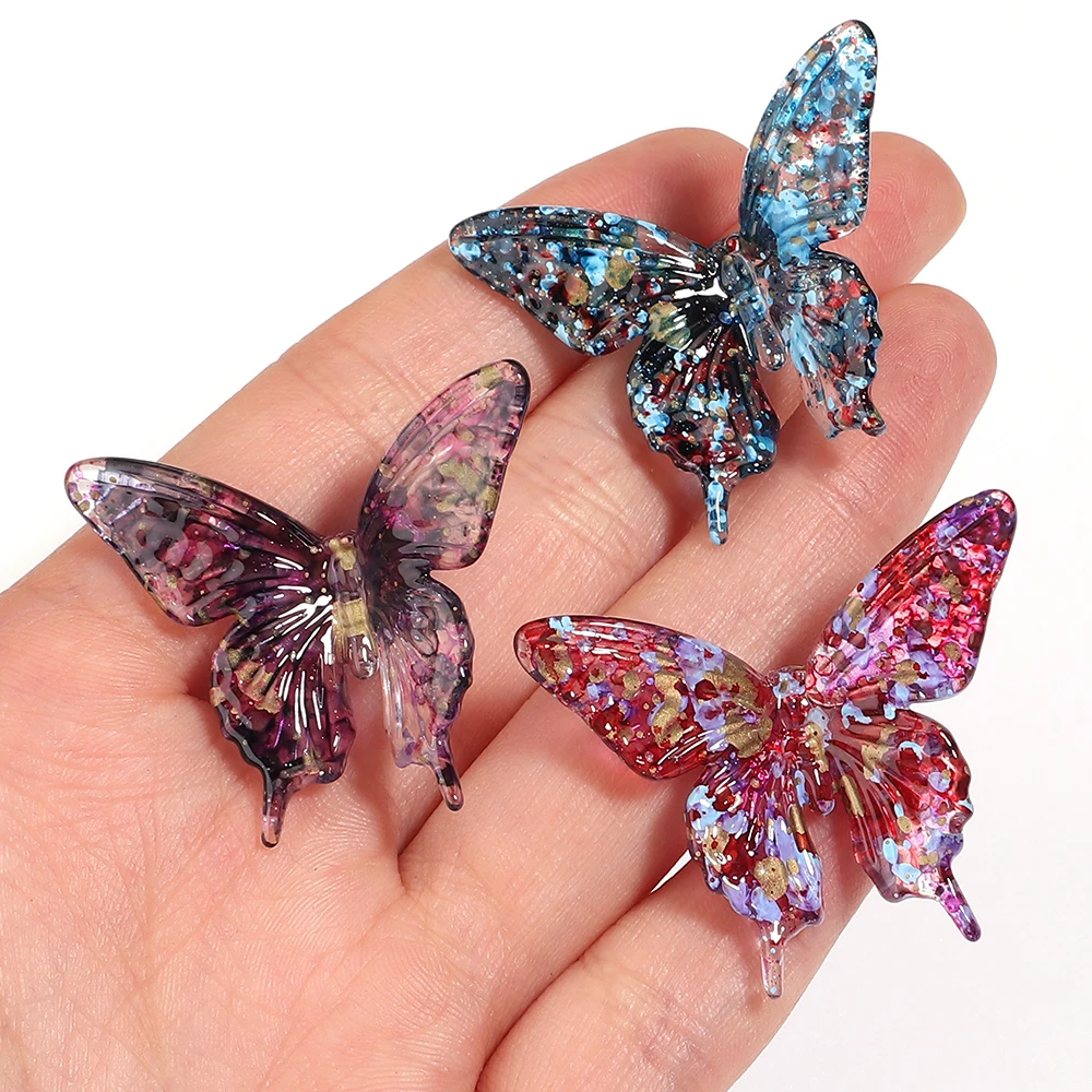 5/10 Stück Bunte Transparente Tintenbesprühte Acrylperlen Stern Blume Schmetterling Lose Perlen für Schmuckherstellung DIY Zubehör – Detail 2