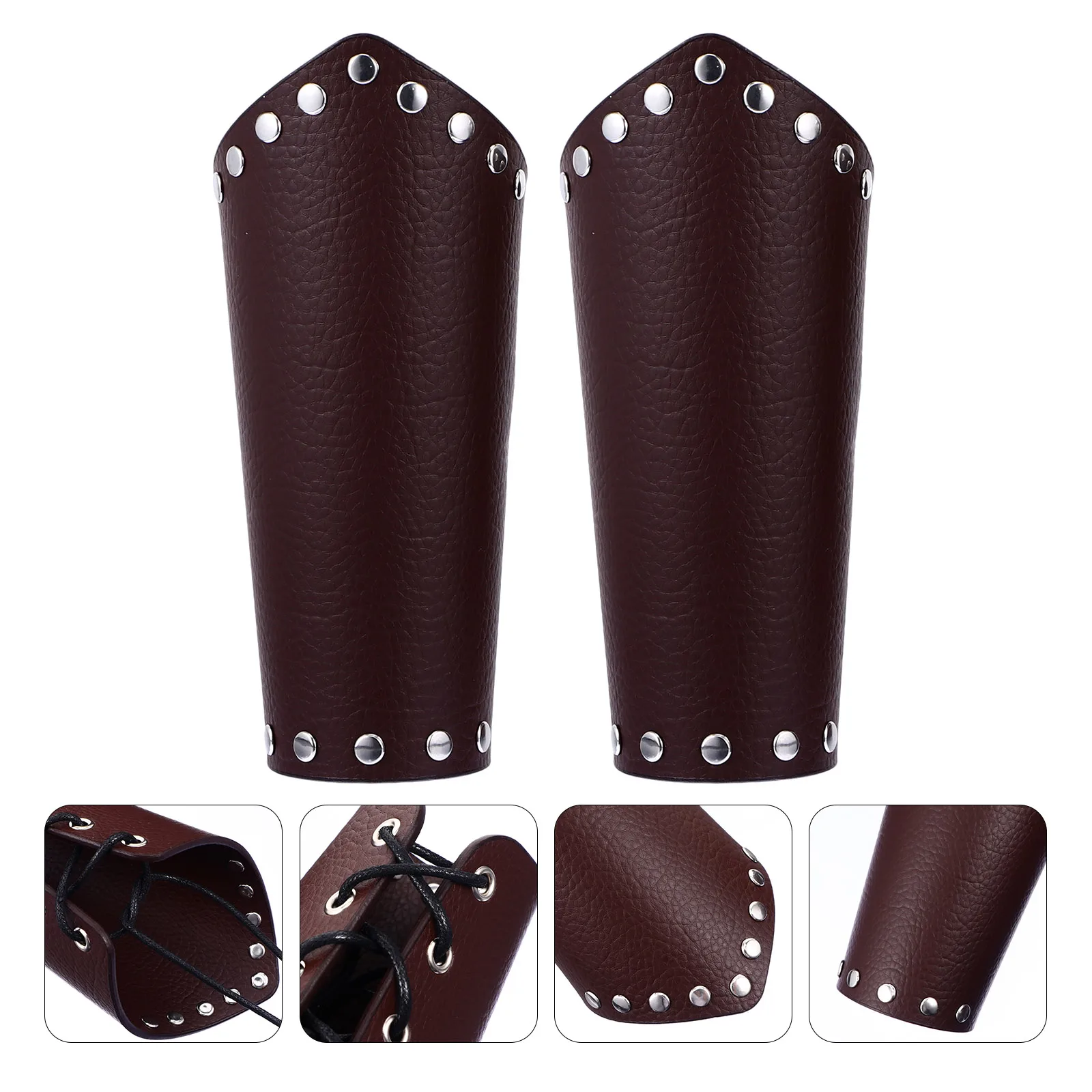 

Arm Guard Medieval Bracers Wrist Guards Adult Wristband Viking Cosplay Sturdy PU Rivet Adjustable Thick