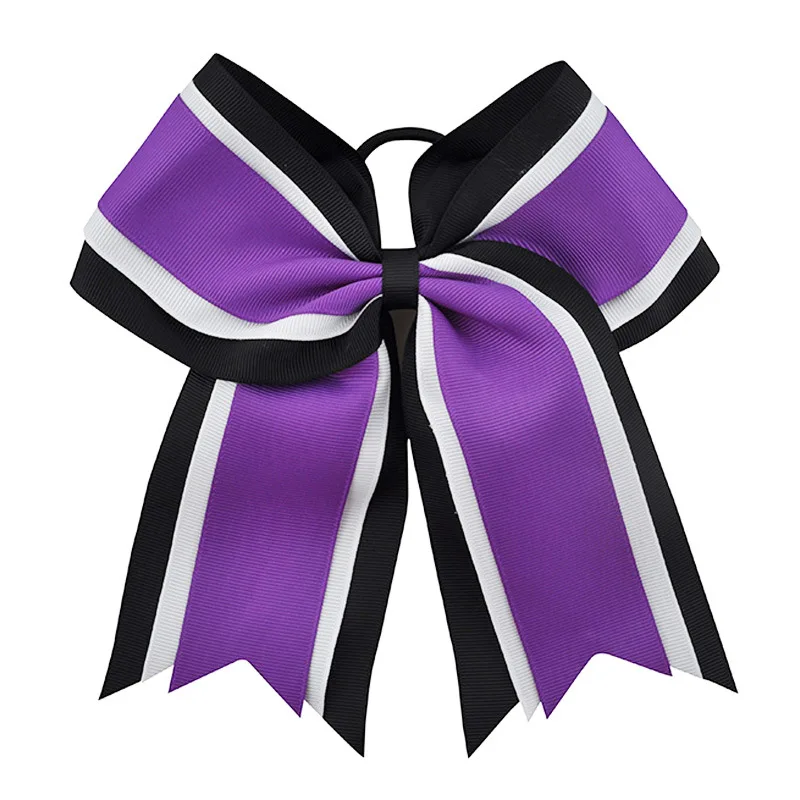 grosgrain bow tie hair Cheerleading Bows Elastic Hair Band Striped Patchwork Girls Bows Hair Accessories