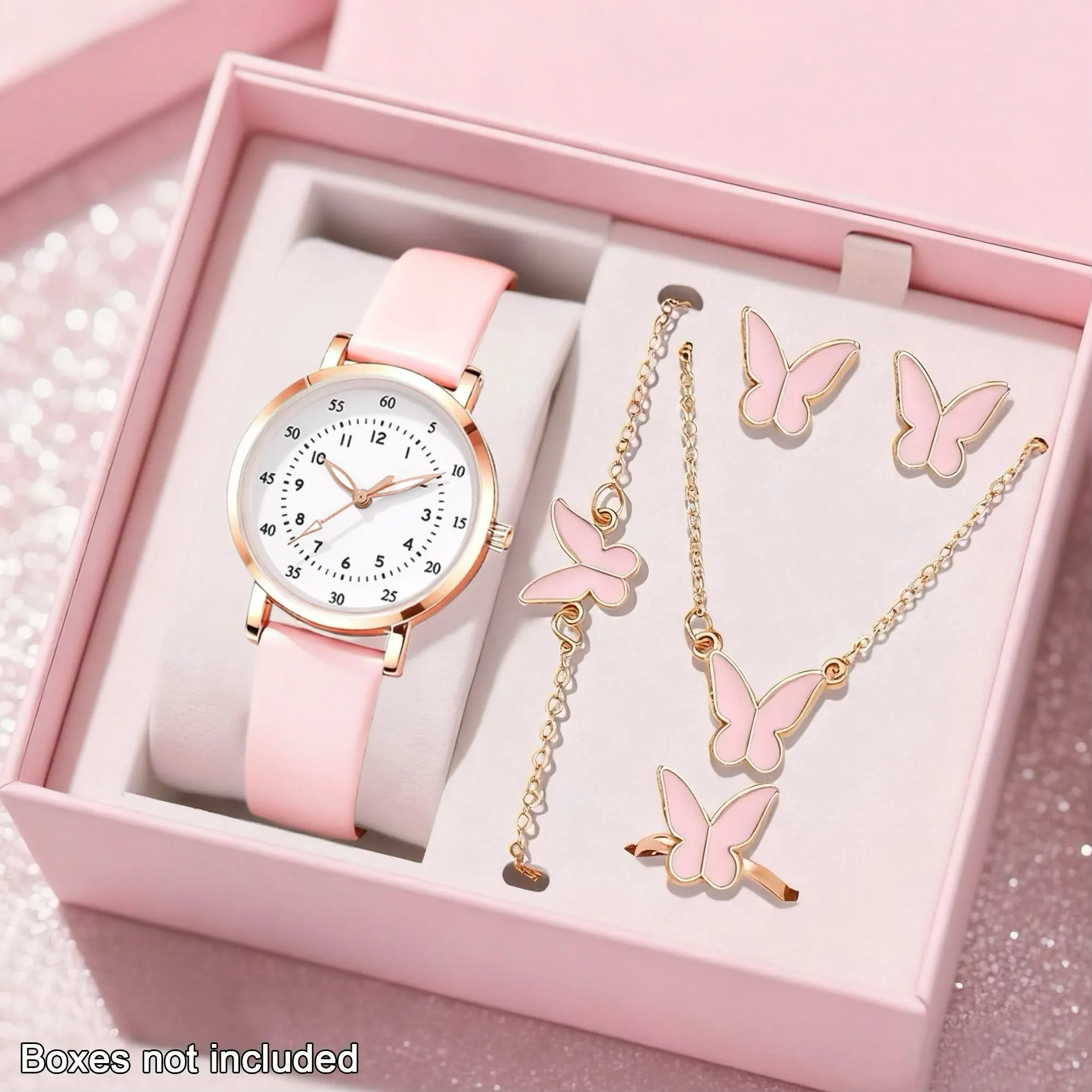 6pc ladies' watch set elegant and fashionable watch+trendy butterfly accessories