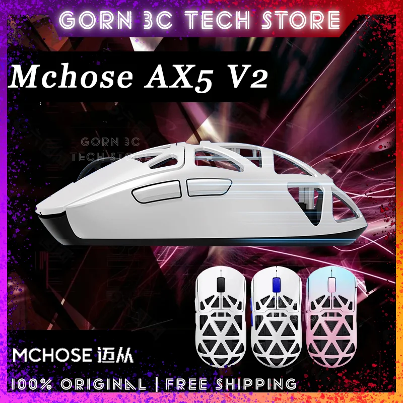 MCHOSE AX5 V2 Gaming Mouse Tri-mode Wireless Magnesium Alloy Dual 8k Polling Rate Paw3950 Sensor Customized Gaming Mouse Gifts