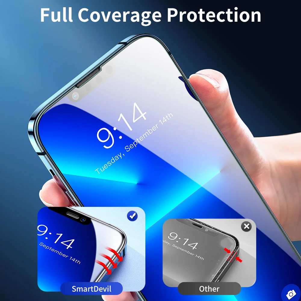 SmartDevil Tempered Glass for iPhone 14 13 12 Pro Max Screen Protector for iPhone 11 Pro X XR XS Max Full Cover HD Screen Film