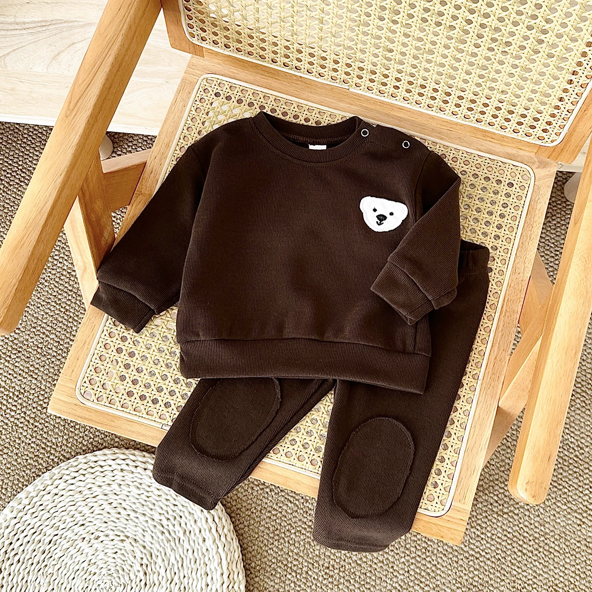 ملابس الطفل الوليد مجموعات الخريف طويلة الأكمام أوزة الدب نمط ملابس علوية من القطن السراويل الرضع غير رسمية ملابس طفل صغير الزي #4