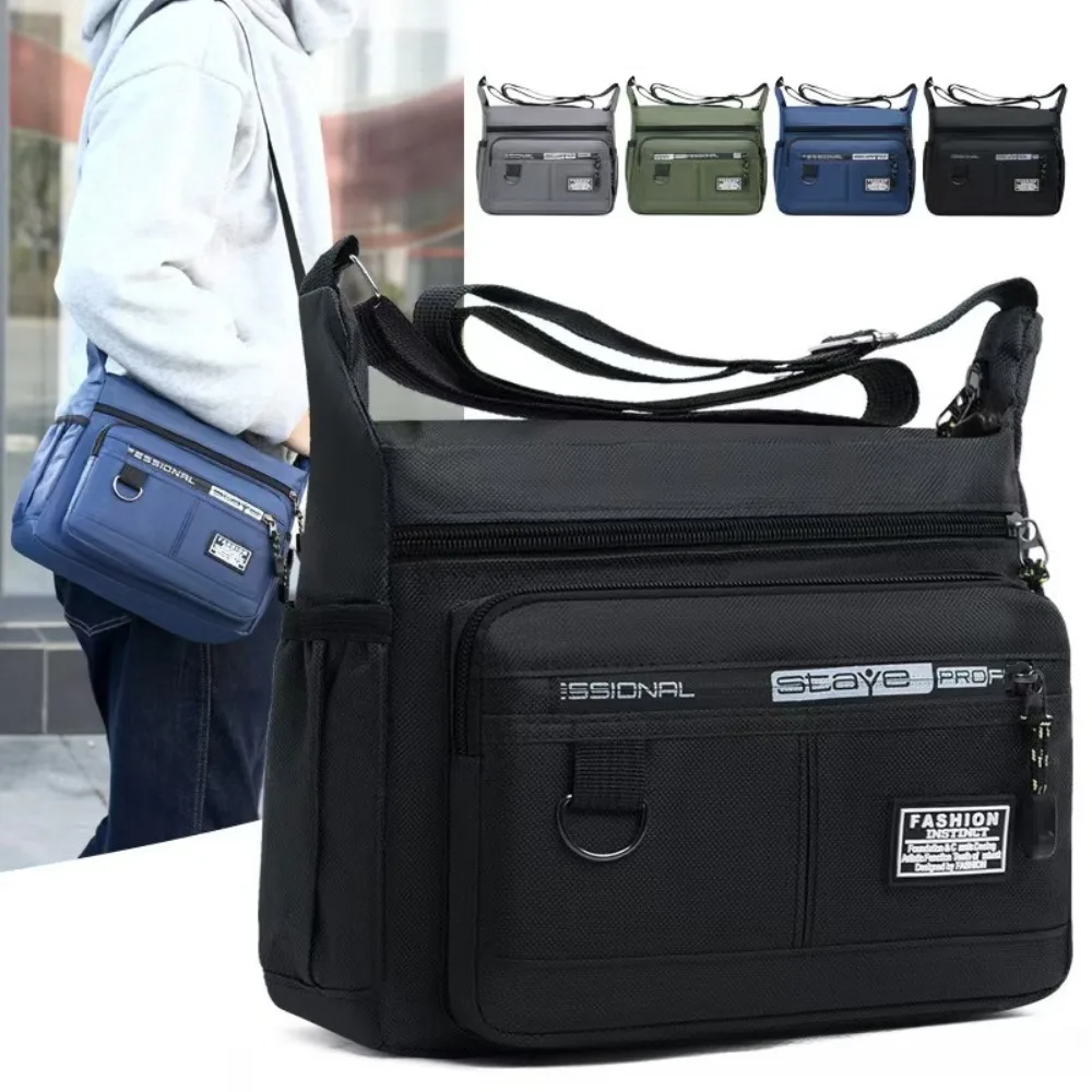 Men's Multi-layer Crossbody Bag, Large Capacity Waterproof Shoulder Bag with Multiple Pockets for Daily Commute Business