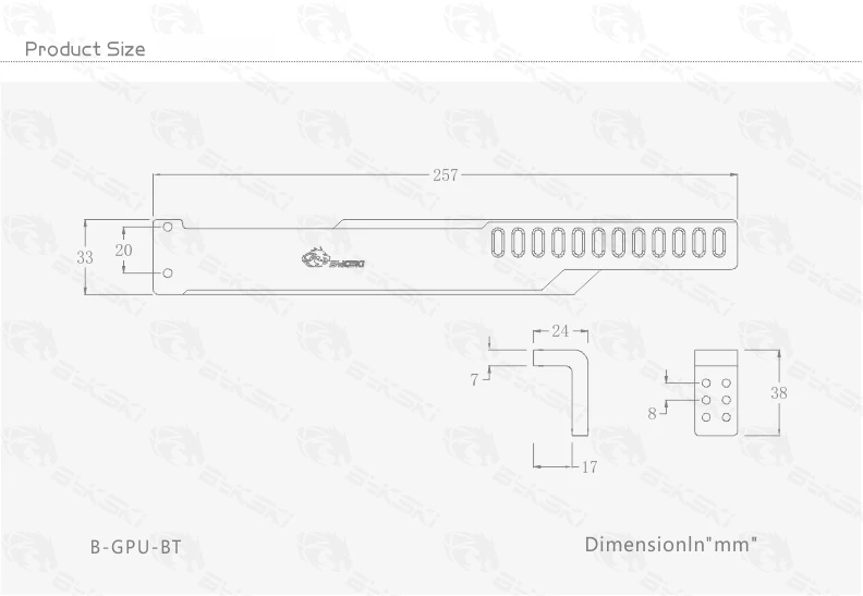 Металлический алюминиевый кронштейн Bykski для карта Brace GPU, длина 250 мм/поддержка фиксации видеокарты в корпусе с 2 отверстиями, B-GPU-BT