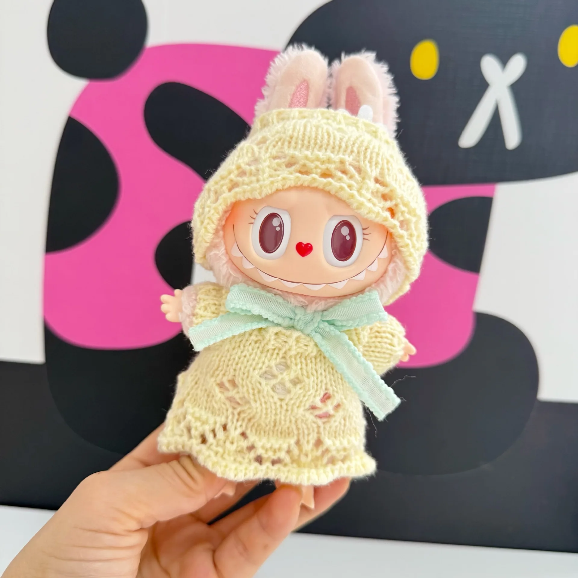

Для одежды Labubu, кулон Labubu, полое вязаное платье, шляпа, стильный милый комплект, подарок без кукол