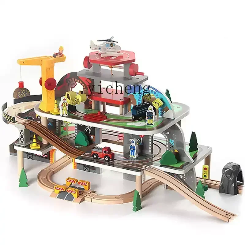 

ZC children's car small train train high-speed rail building block mine rail urban transportation wooden large toys