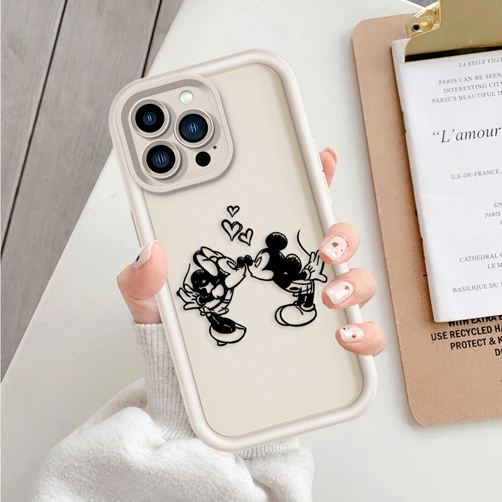 Disney Mickey Minnie Mouse modne, odporne na wstrząsy etui na iPhone 15 14 13 12 11 Pro X Xs Max SE 2020 7 8 Plus miękkie etui z TPU