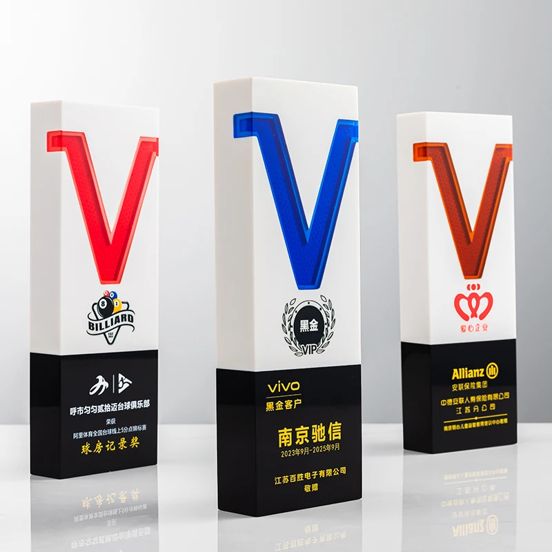 LvshenGifts Square Trophy Add Text and Logo Free Custom Trophy Employee Trophy Business Gift